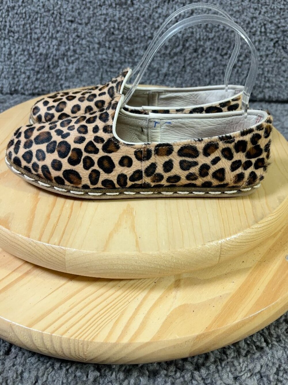 Sabah Shoes Loose Leopard Flats Womens Size 5.5 Soft Leather Handmade in Turkey